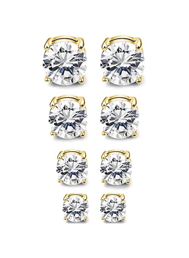 4-7MM Magnetic Earrings for Men Women Shiny Round Cubic Zirconia Stud Earrings for Non-Pierced Ears Hypoallergenic Stainless Steel Fake Earrings Not Easy to Fall off - Image 1